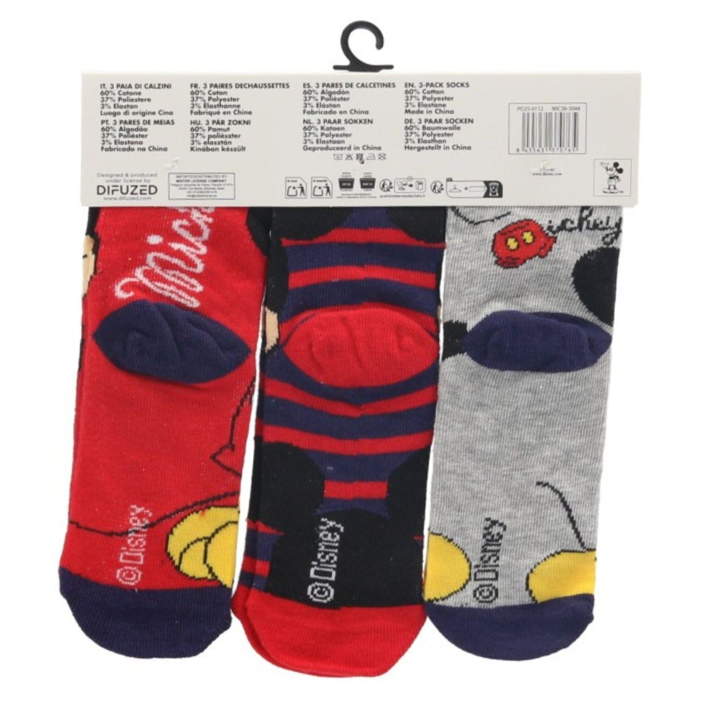 Mickey Mouse Kinder Socken 3er-Pack farbenfroh & bequem