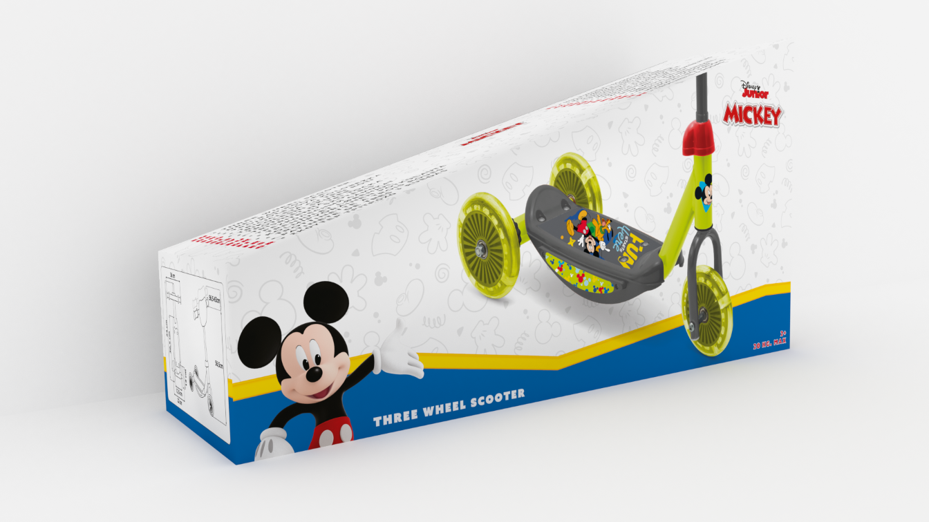 Disney Mickey 3-Rad Baby Scooter, Verstellbar, Mit Rutschfester Plattform