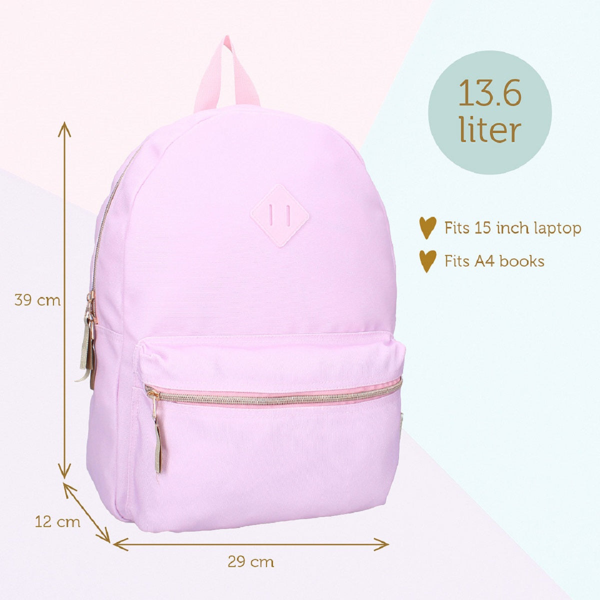 Milky Kiss Rucksack Next Level Vibes – Pinkfarbener Schulrucksack mit Reißverschlussfächern