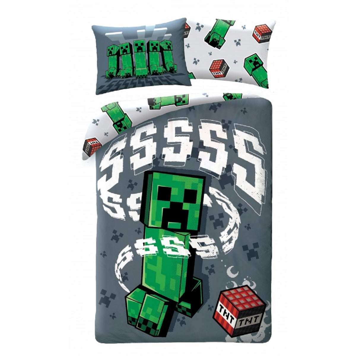 Minecraft Bettwäsche Set aus Baumwolle Bettdeckenbezug 140 × 200 cm mit 70 × 90 cm Kissenbezug