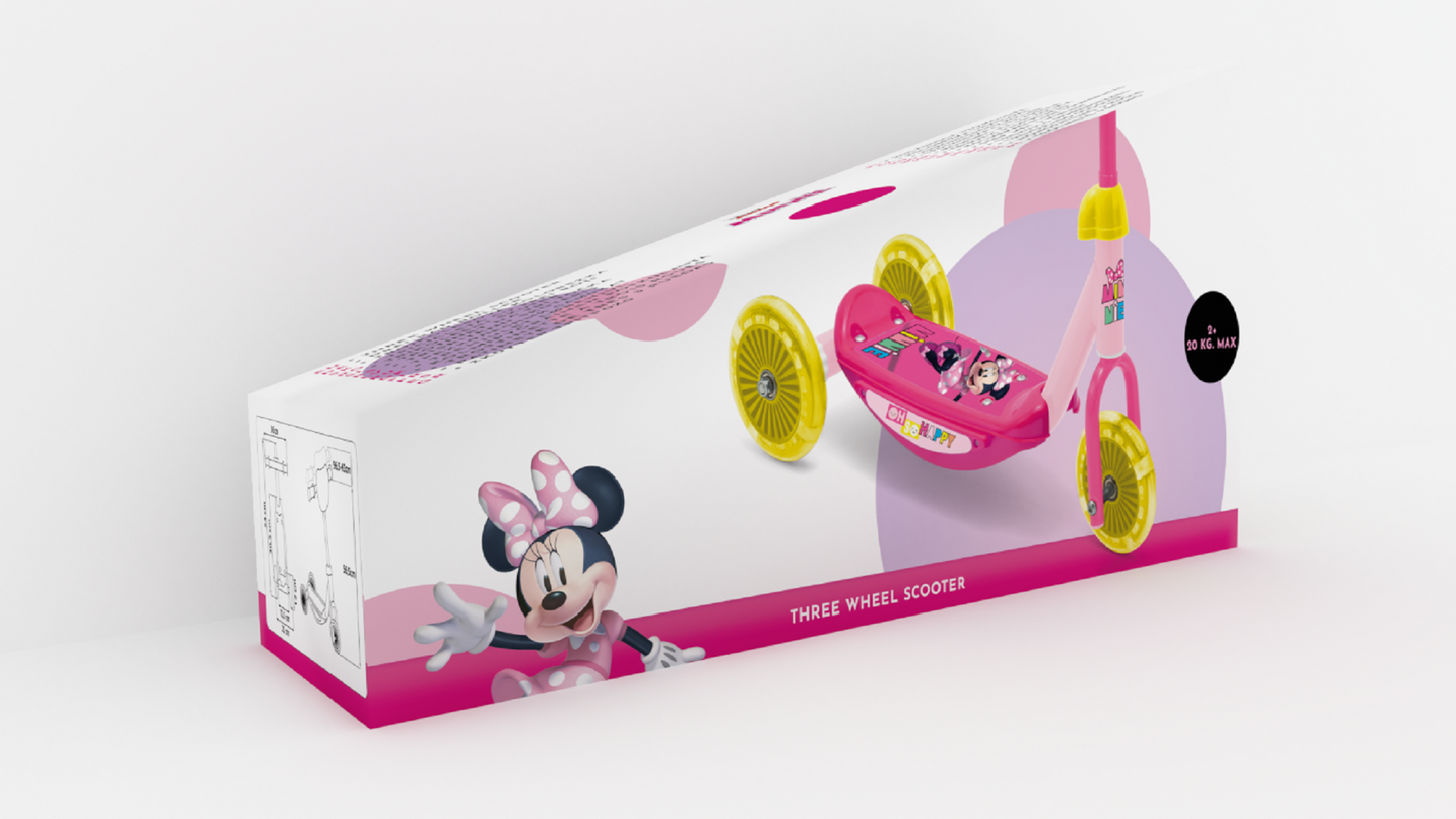 Disney Minnie Mouse 3-Rad Baby Scooter, Verstellbar, Mit Rutschfester Plattform