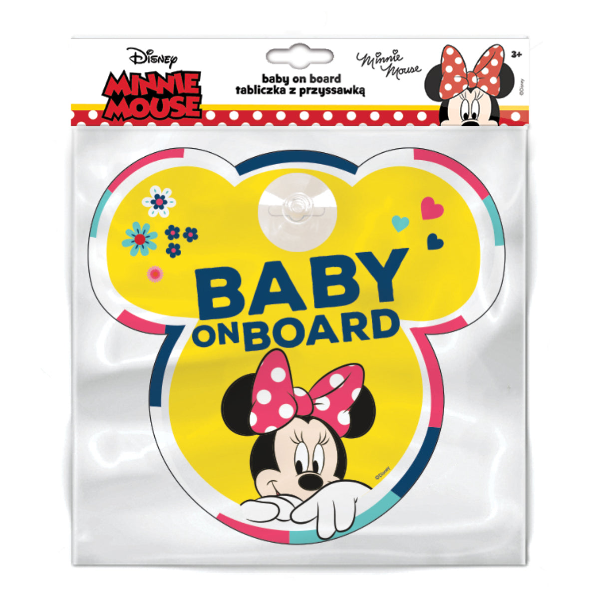 Disney Minnie Mouse Baby on Board Schild Auto mit Saugnapf Hinweis Schild fürs Fenster