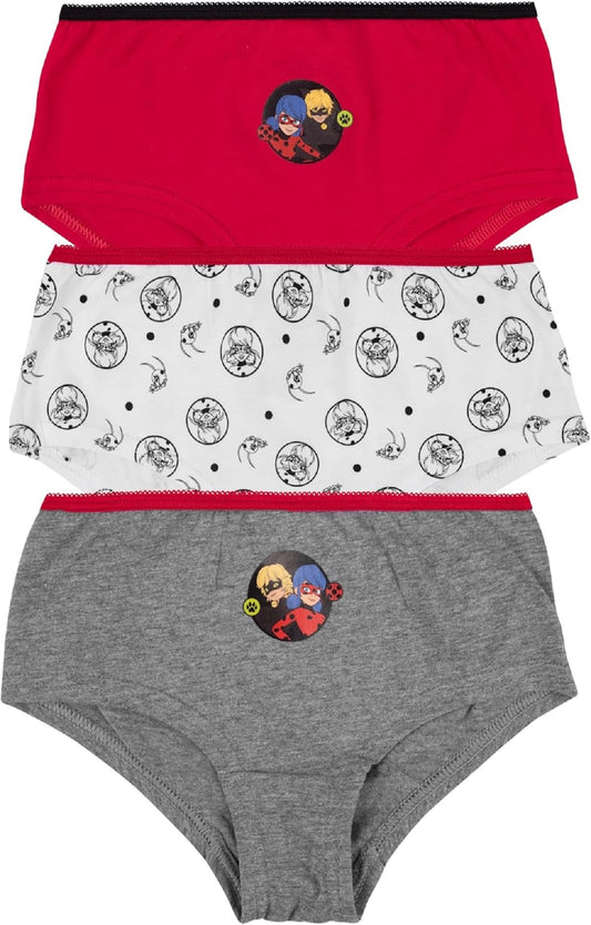 Miraculous Ladybug Unterhose für Mädchen aus Baumwolle – 3er-Pack Unterwäsche für Kinder