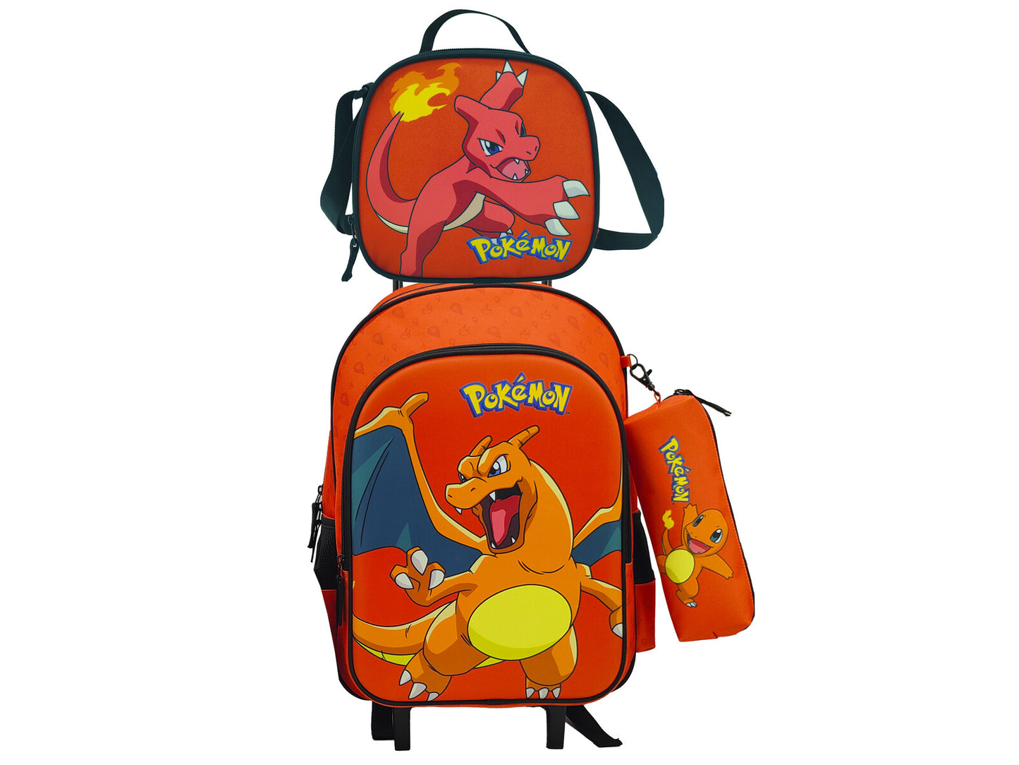 Pókemon Schulset 3 tlg Trolley Rucksack Etui Lunchbag Schule 43 cm