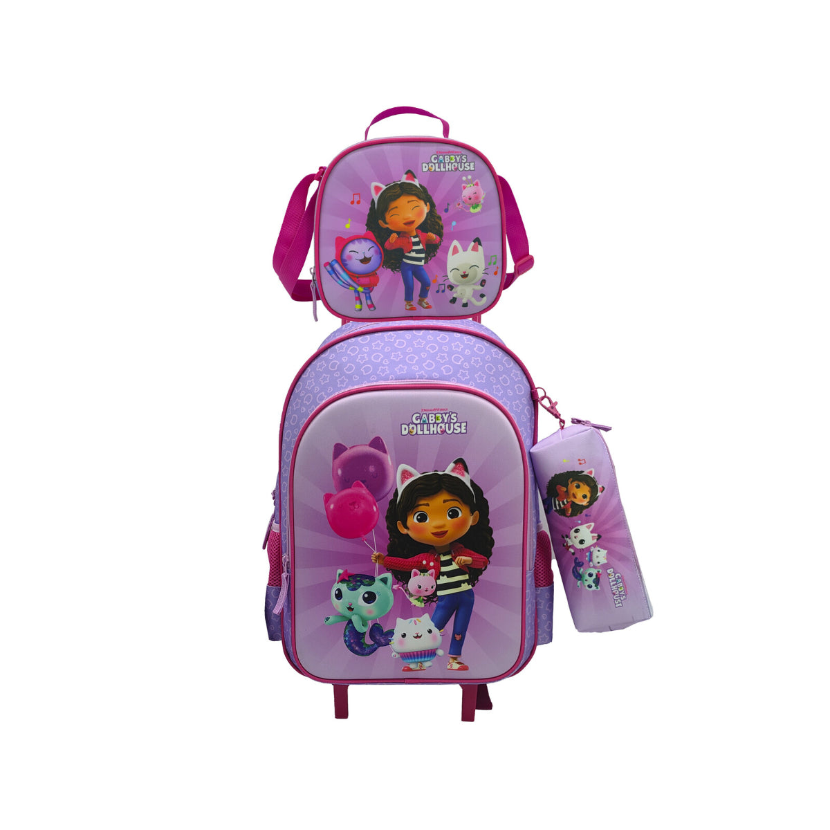 Gabby´s Dollhouse Schulset 3 tlg Trolley Rucksack Etui Lunchbag Schule 43 cm