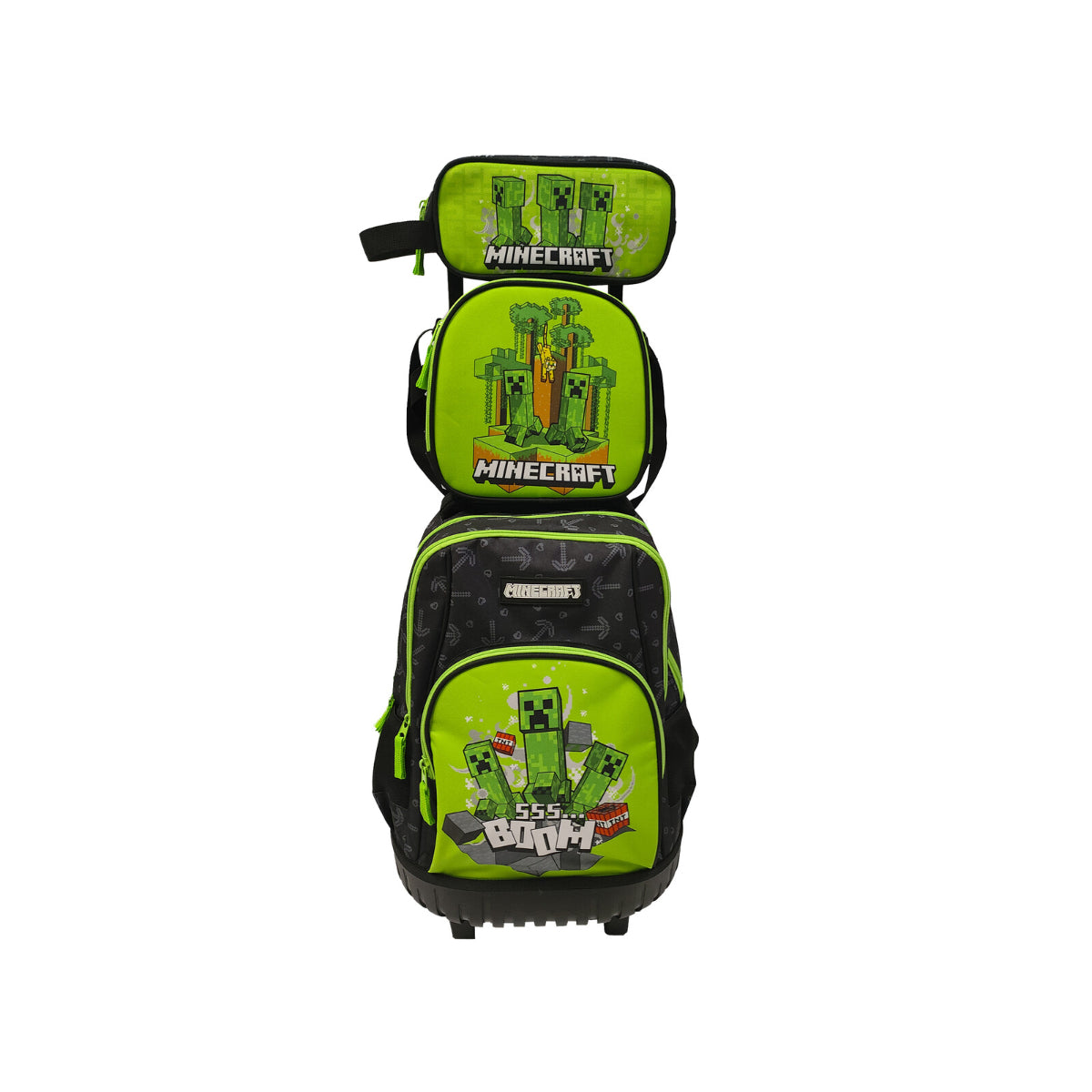 Minecraft Trolley Rucksack Set 3 Teile Schule Tasche Etui Lunchbag