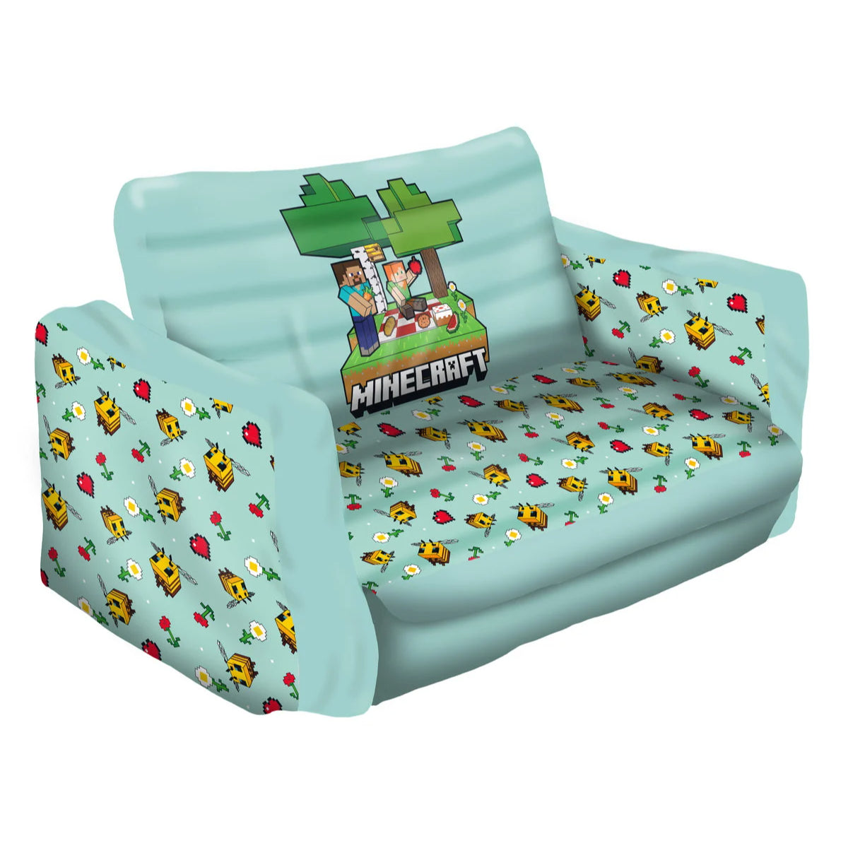 Minecraft Kinder Sofa 2in1 aufblasbar ausklappbar Schlafsofa Kindersessel mit Liegefläche