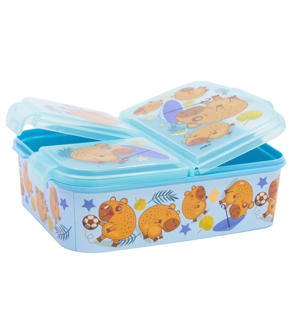 Capibara Lunchbox Kinder Brotdose mit 3 Fächern Pausenbox