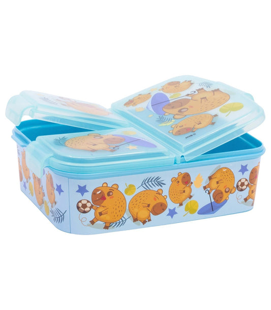 Capibara Lunchbox Kinder Brotdose mit 3 Fächern Pausenbox