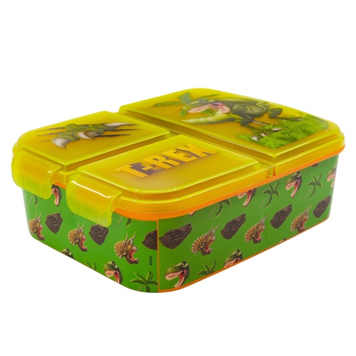 Trex-Kinder Brotdose – Lunchbox mit 3 Fächern & tollem Design
