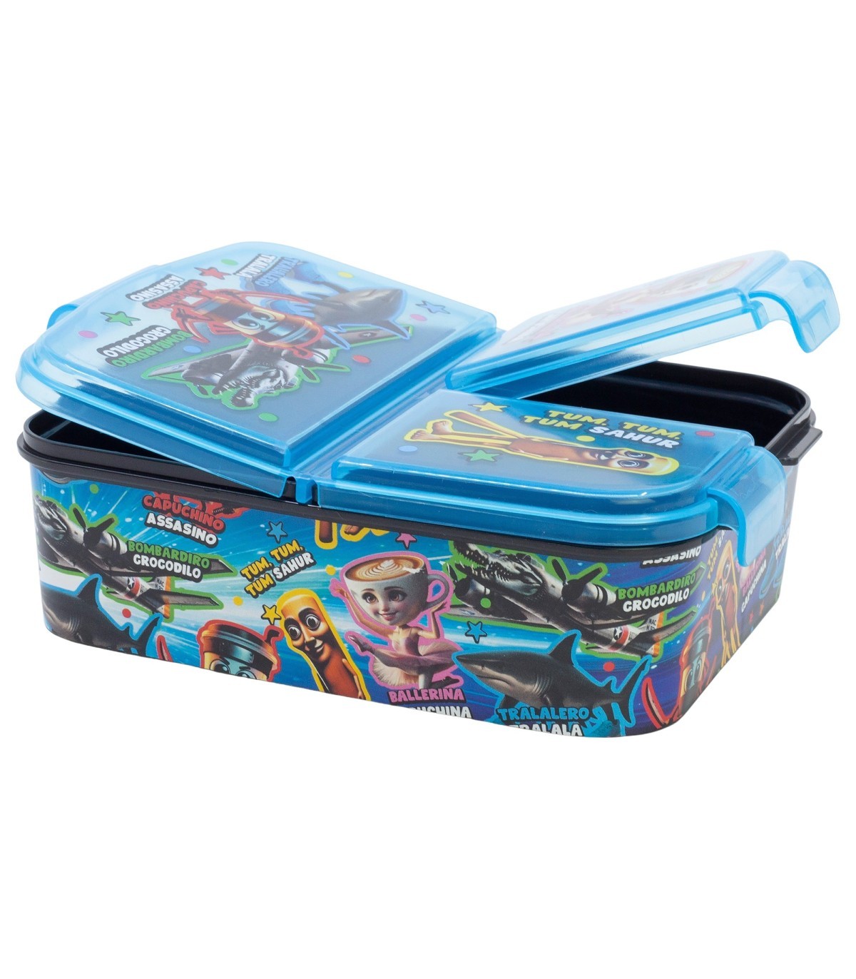 Italian Brainrot Lunchbox Kinder Brotdose mit 3 Fächern Pausenbox
