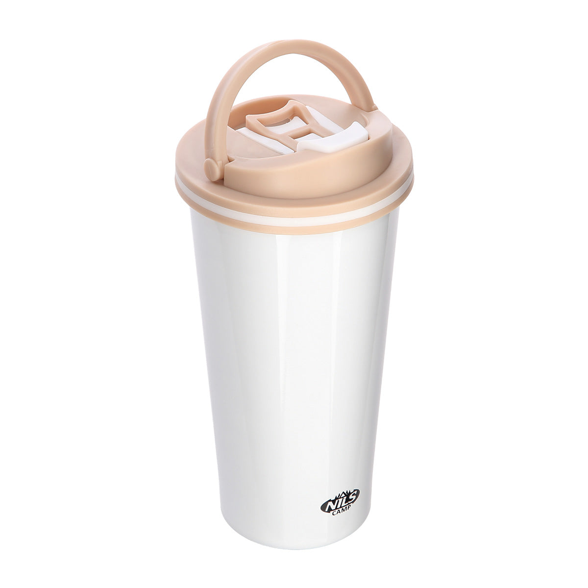NILS CAMP Thermobecher Weiß mit Griff 500 ml Kaffee Tee Becher Outdoor
