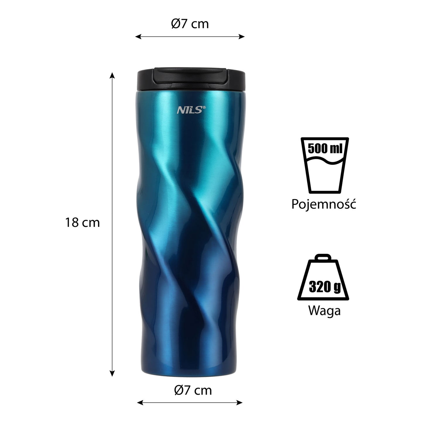 NILS Thermobecher 500 ml Trinkbecher für Kaffee Tee Outdoor Reise