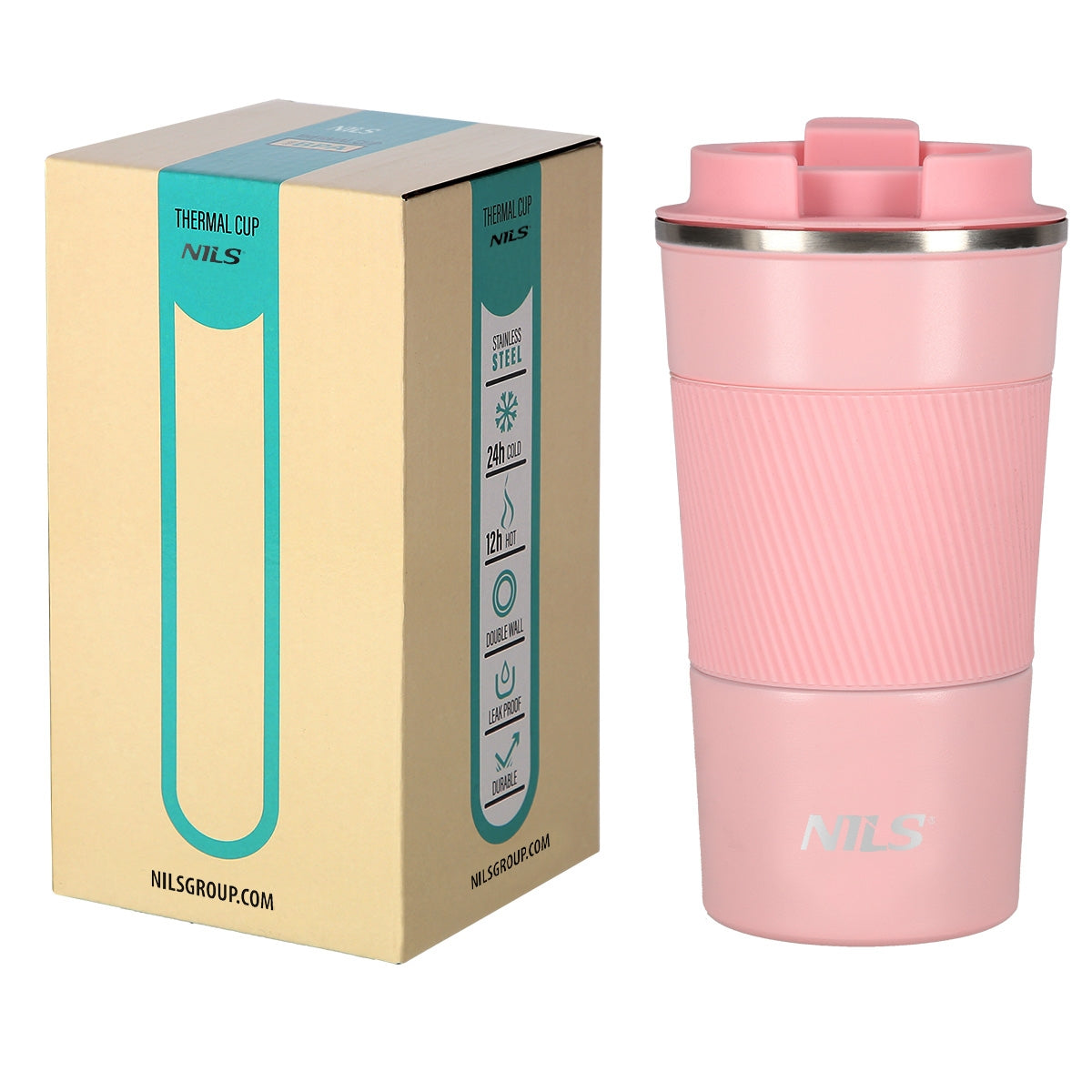 NILS Thermobecher Rosa 510 ml Isolierbecher Edelstahl Reisebecher