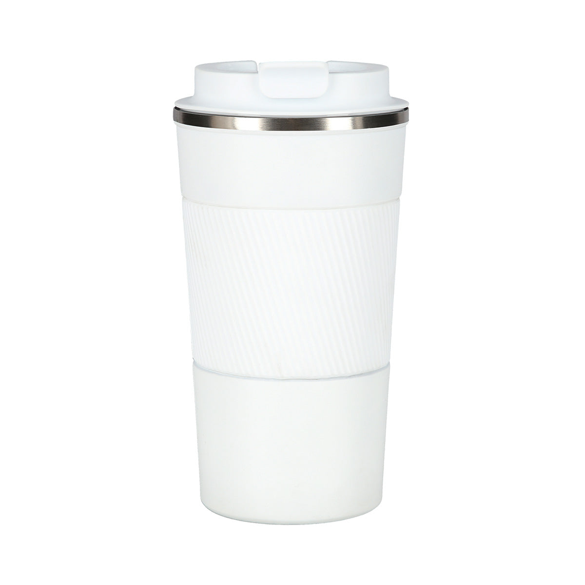 NILS NCC09 Reisebecher Weiß Thermobecher mit Gummigriff Kaffee Tee Wasser