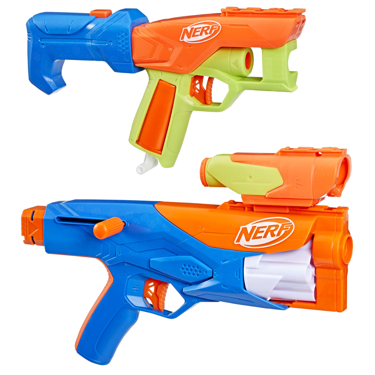 Nerf F8633 N Series Gear Up Pack mit 3 Blastern 18 N1 Darts Schaft und Visier ab 8 Jahre