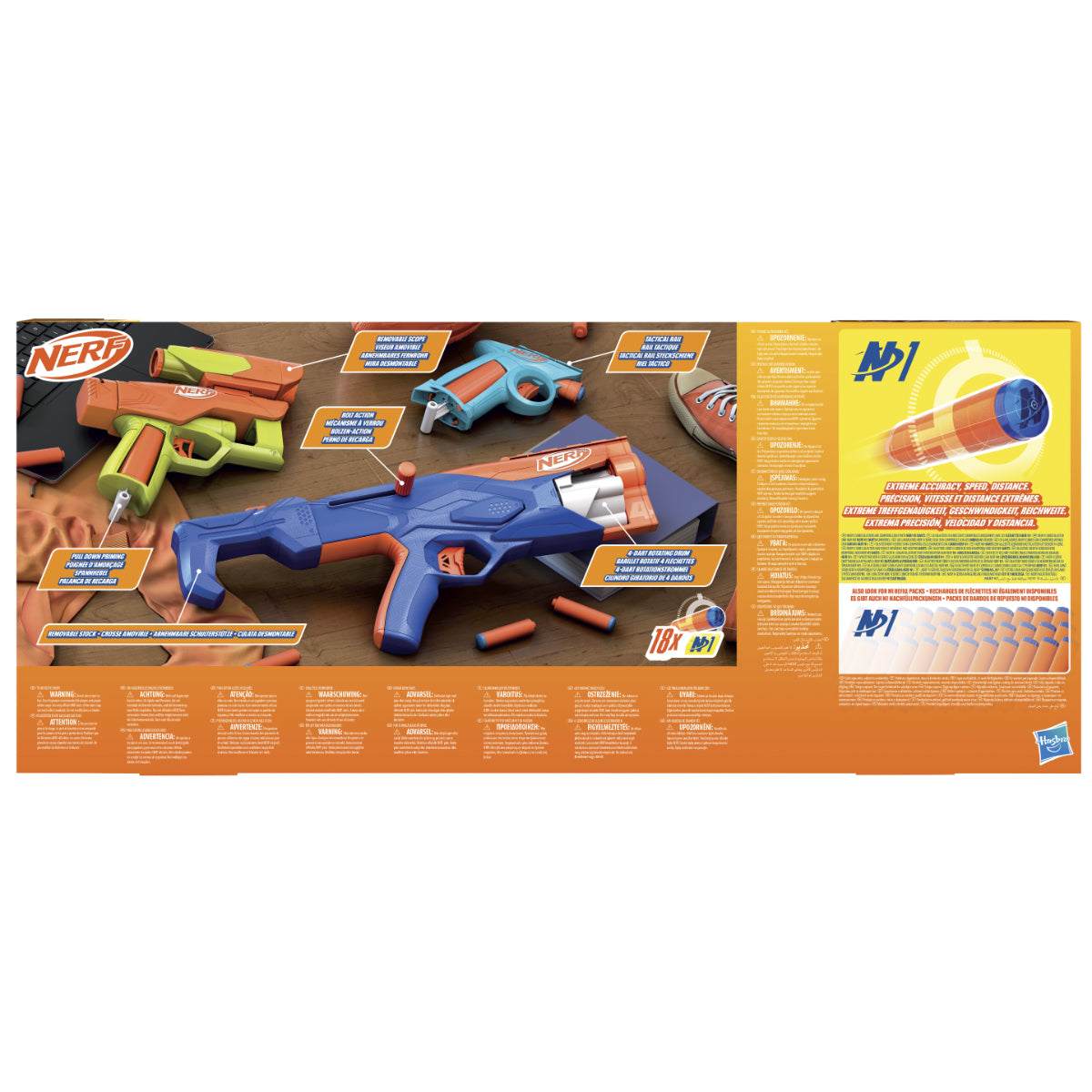 Nerf F8633 N Series Gear Up Pack mit 3 Blastern 18 N1 Darts Schaft und Visier ab 8 Jahre