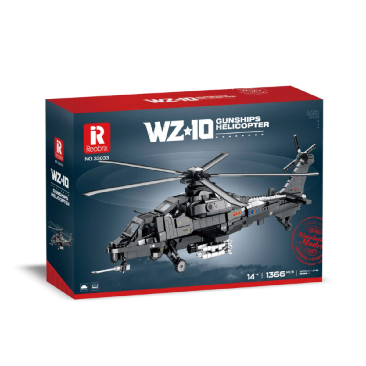 Reobrix WZ10 Helikopter Klemmbaustein Modell 1366 Teile ab 14