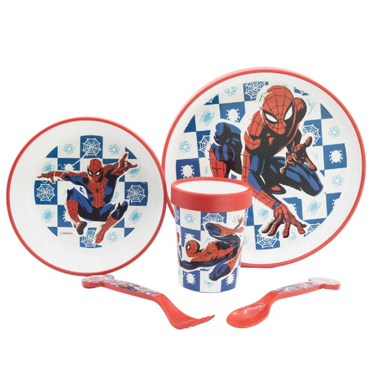 Spiderman Teller-Set Mikrowellengeeignet 5-teiliges Kindergeschirr mit rutschfestem Boden