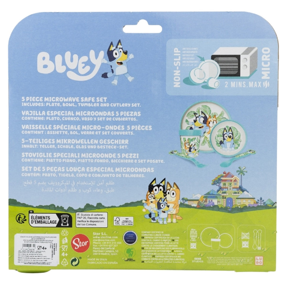Bluey Teller-Set –Mikrowellengeeignet 5-teiliges Kindergeschirr mit rutschfestem Boden