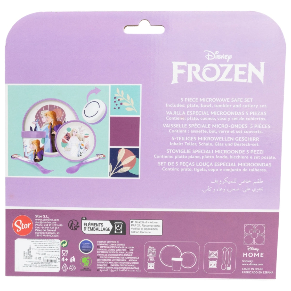 Disney Frozen Kindergeschirr Set 5-teilig – Rutschfestes Ess-Set mit Teller, Schüssel, Becher & Besteck