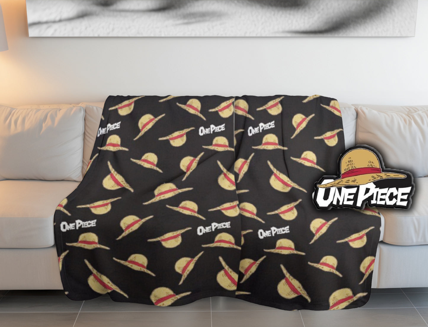 One Piece Schlafset – Gemütliche Kinderdecke mit Kissen für Zuhause & Reisen 140x100 cm