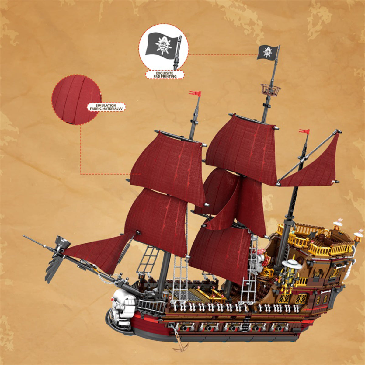 Reobrix 66010 Piratenschiff Klemmbaustein Segelschiff 3066 Teile ab 14