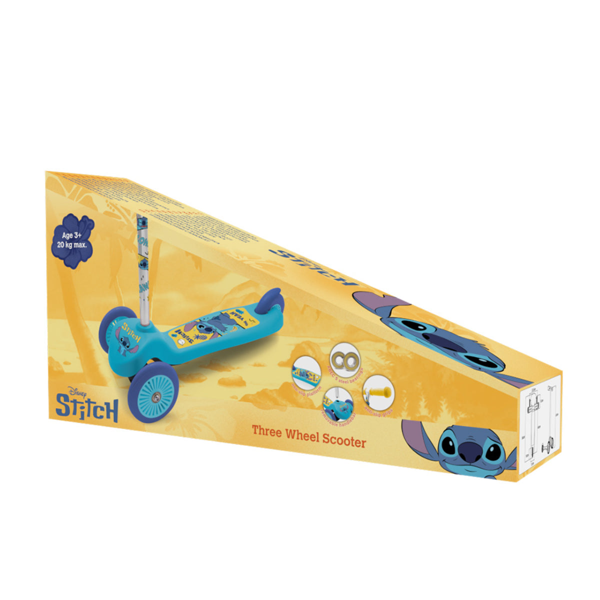 Lilo & Stitch 3-Rad Kinderroller Balance Scooter Blau stabil leicht