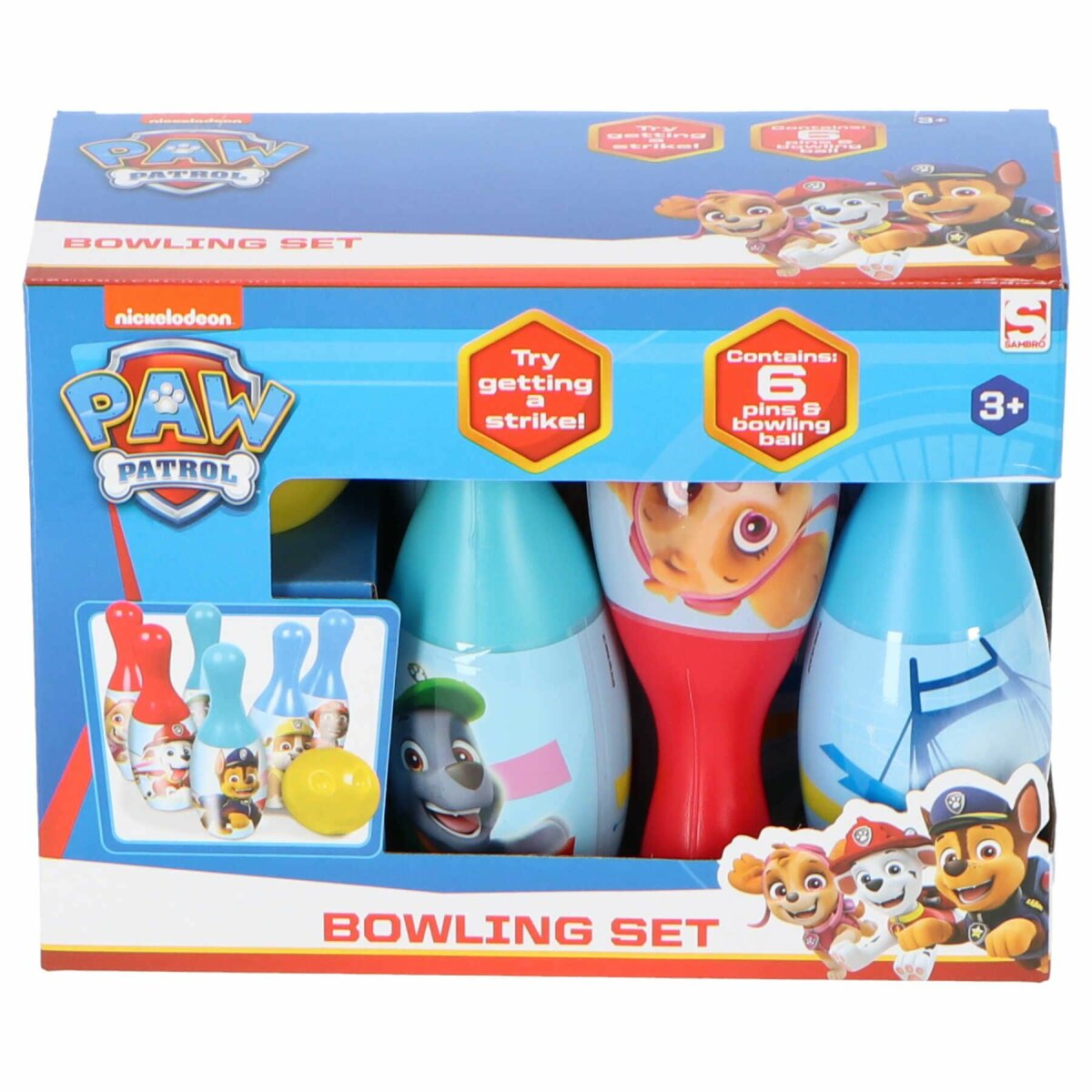Paw Patrol Bowling-Set mit 6 Pins und 1 Kugel für kleine Helden