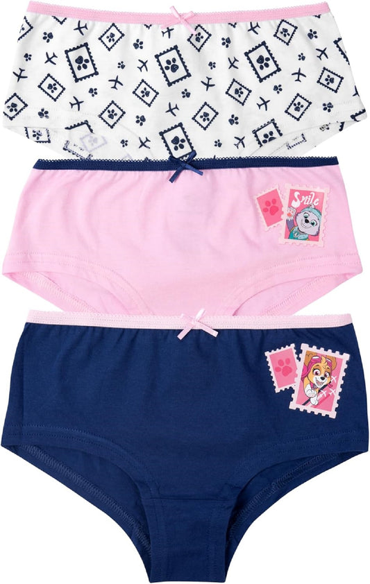 Paw Patrol Panty für Mädchen - Kinder Unterhose Slip Unterwäsche Rosa/Weiß/Blau (3er Pack)