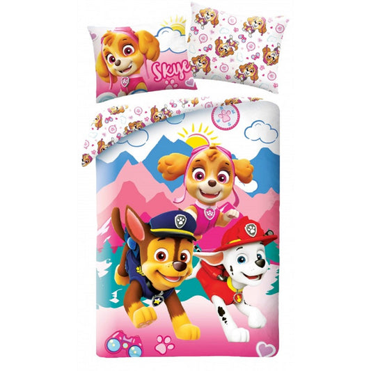 Paw Patrol Bettwäsche Set aus Baumwolle Bettdeckenbezug 140 × 200 cm mit 70 × 90 cm Kissenbezug