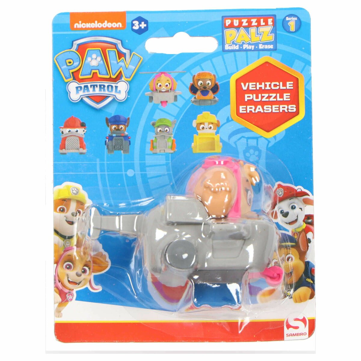 PAW Patrol Radiergummi Spielzeugautos Set mit 3 zufälligen Fahrzeugen für Kinder