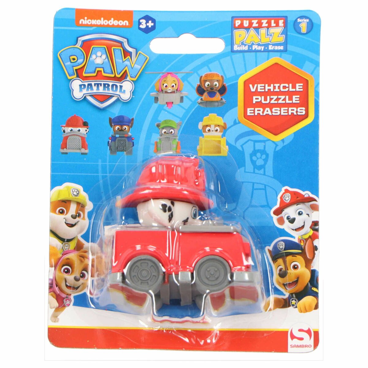 PAW Patrol Radiergummi Spielzeugautos Set mit 3 zufälligen Fahrzeugen für Kinder