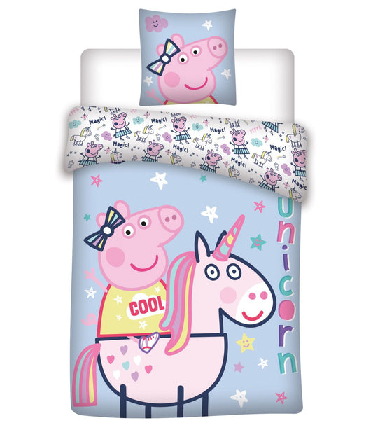 Peppa Pig Bettwäsche-Set – Bettbezug 135x200 cm & Kissenbezug 80x80 cm, 100% Baumwolle