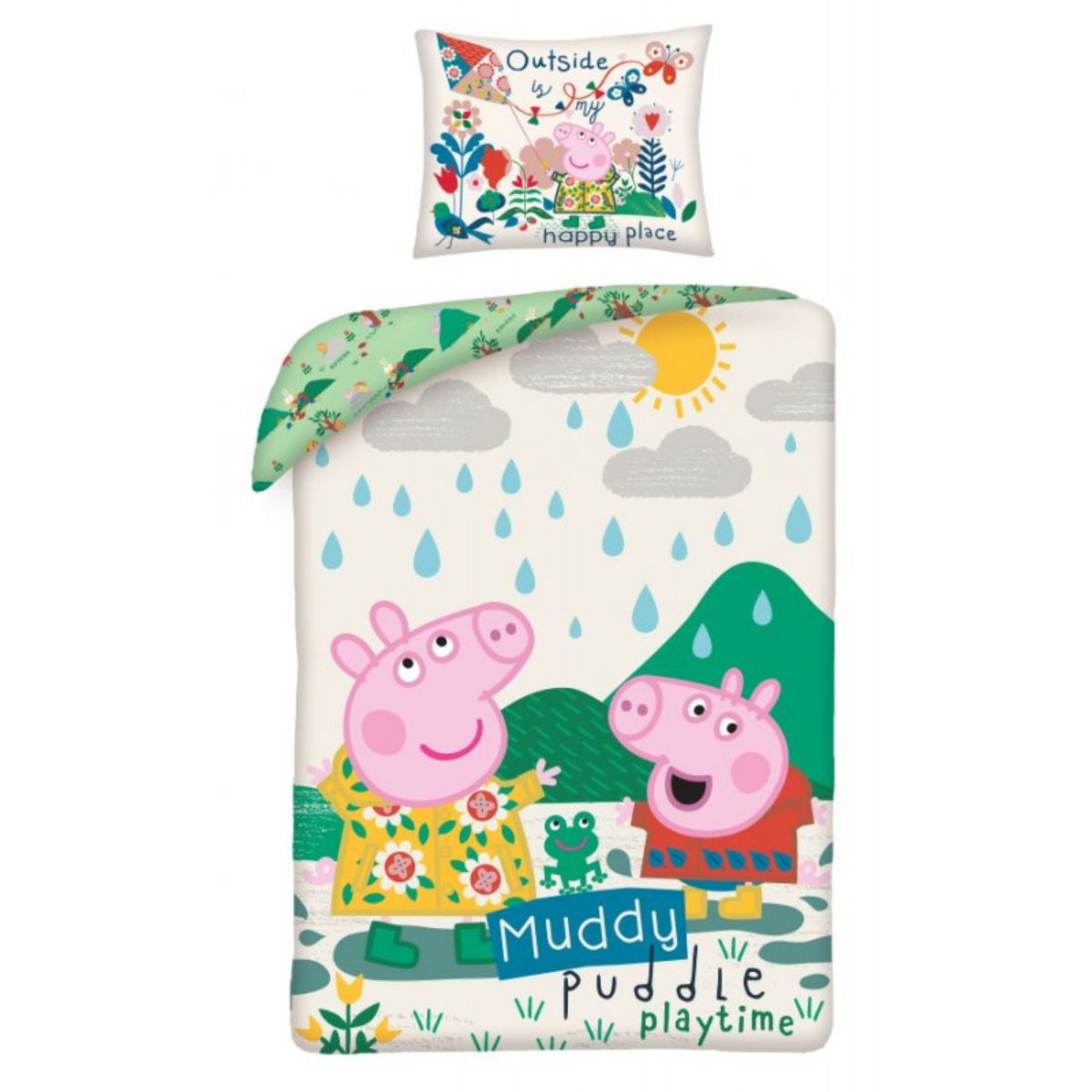 Peppa Pig Bettwäsche Set aus Baumwolle Bettdeckenbezug 140 × 200 cm mit 70 × 90 cm Kissenbezug