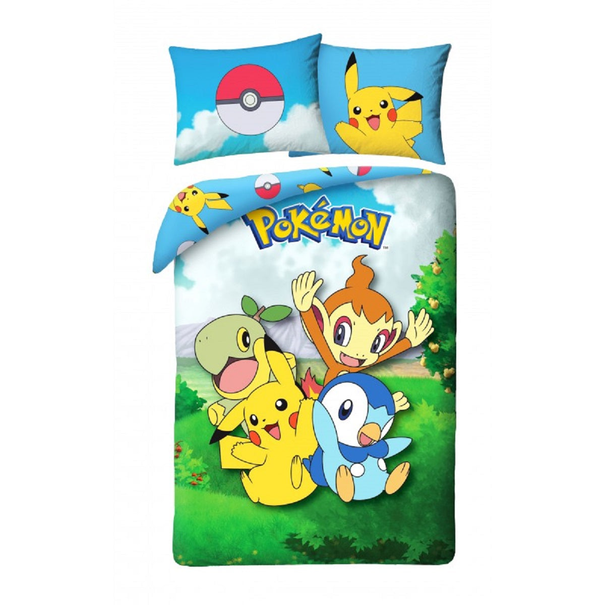 Pokémon Bettwäsche Set aus Baumwolle Bettdeckenbezug 140 × 200 cm mit 70 × 90 cm Kissenbezug