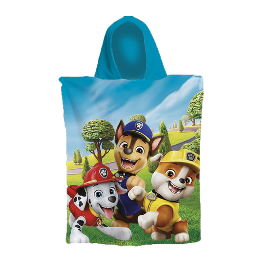 Paw Patrol Kinder Badeponcho aus Baumwolle mit Kapuze für Bad Strand und Urlaub