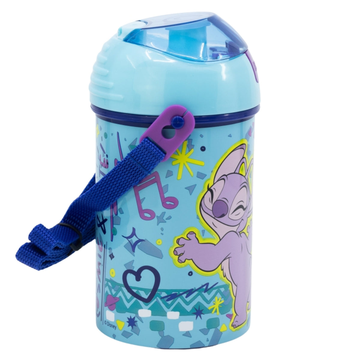 Stitch Kinder Trinkflasche 450 ml Pop-Up Flasche mit Druckknopfdeckel
