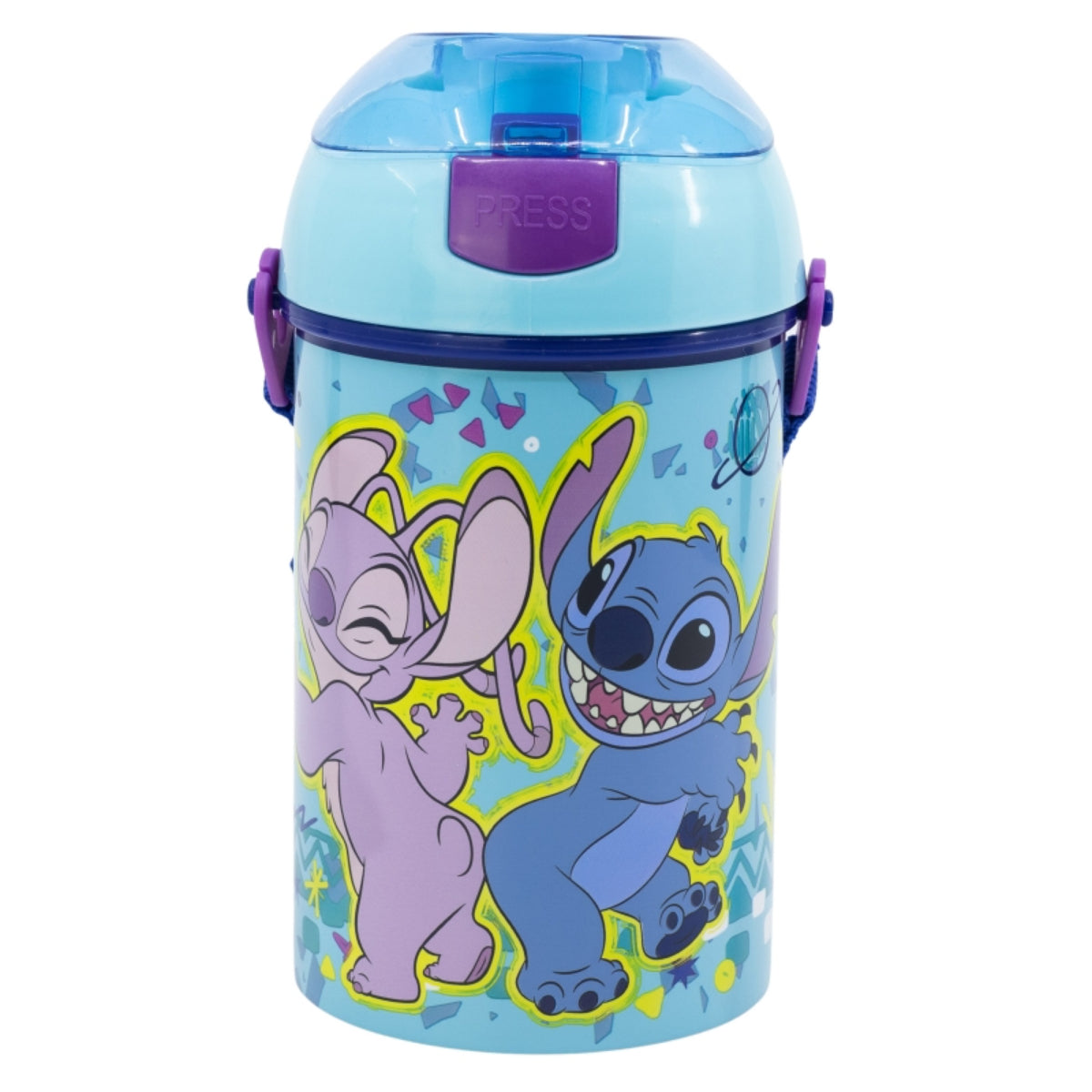 Stitch Kinder Trinkflasche 450 ml Pop-Up Flasche mit Druckknopfdeckel