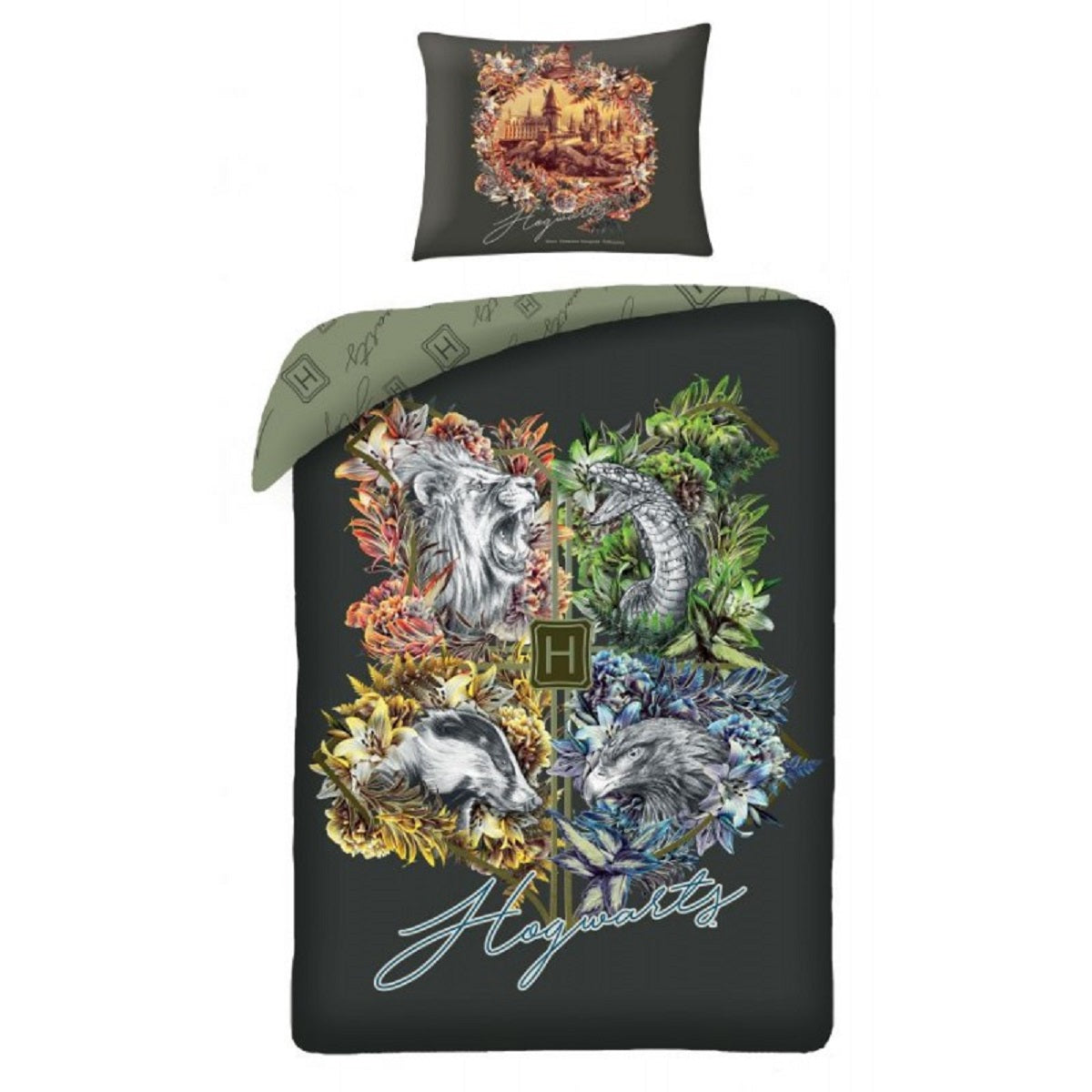 Harry Potter Bettwäsche Set aus Baumwolle Bettdeckenbezug 140 × 200 cm mit 70 × 90 cm Kissenbezug