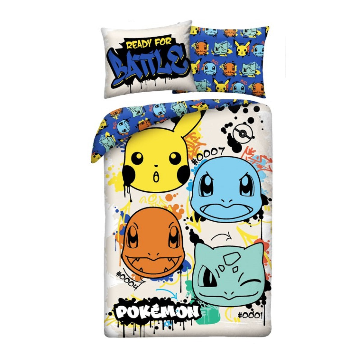 Pokémon Bettwäsche Set aus Mikrofaser Bettdeckenbezug 140 × 200 cm mit 70 × 90 cm Kissenbezug