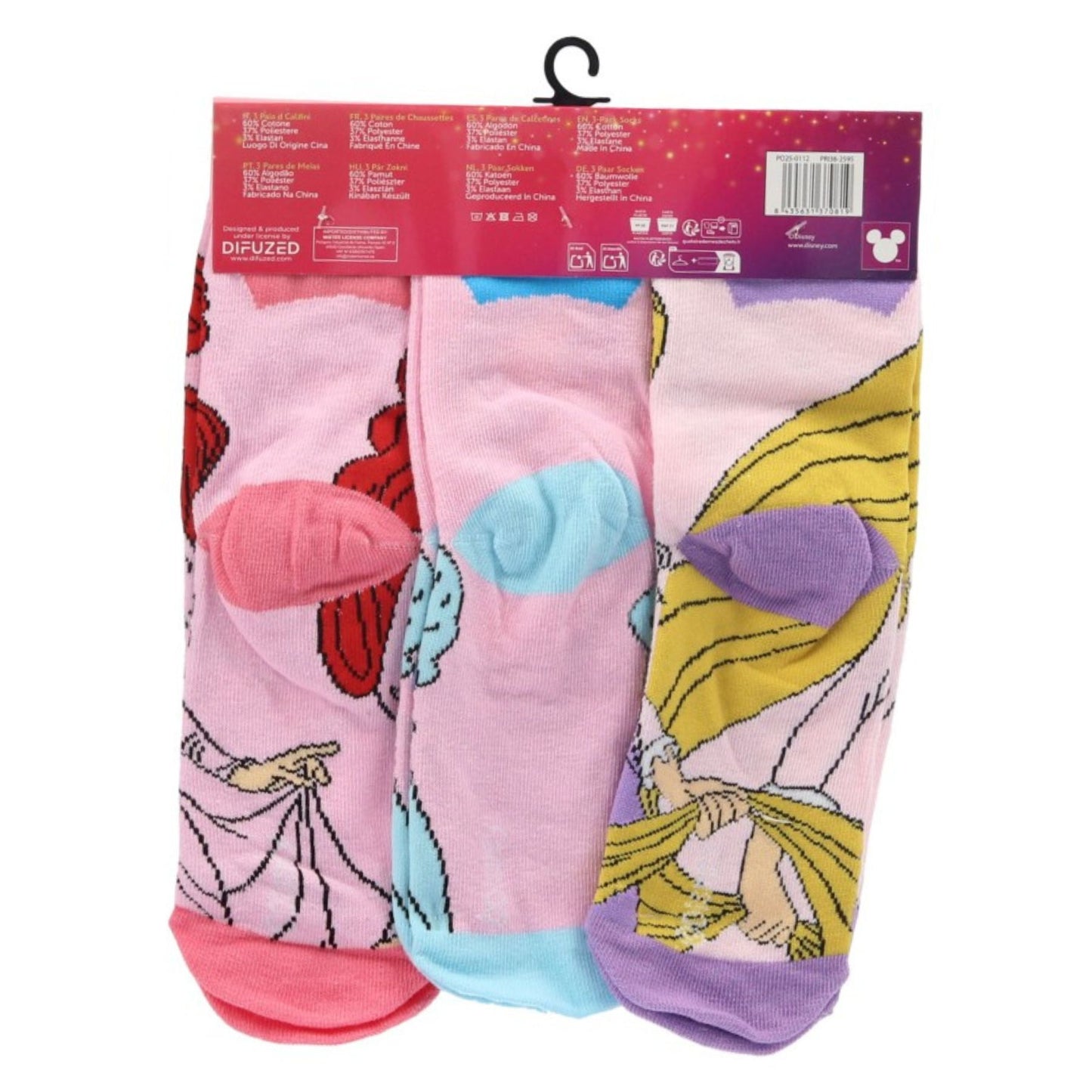 Princess Kindersocken 3er-Pack weich & elastisch mit Motivdruck