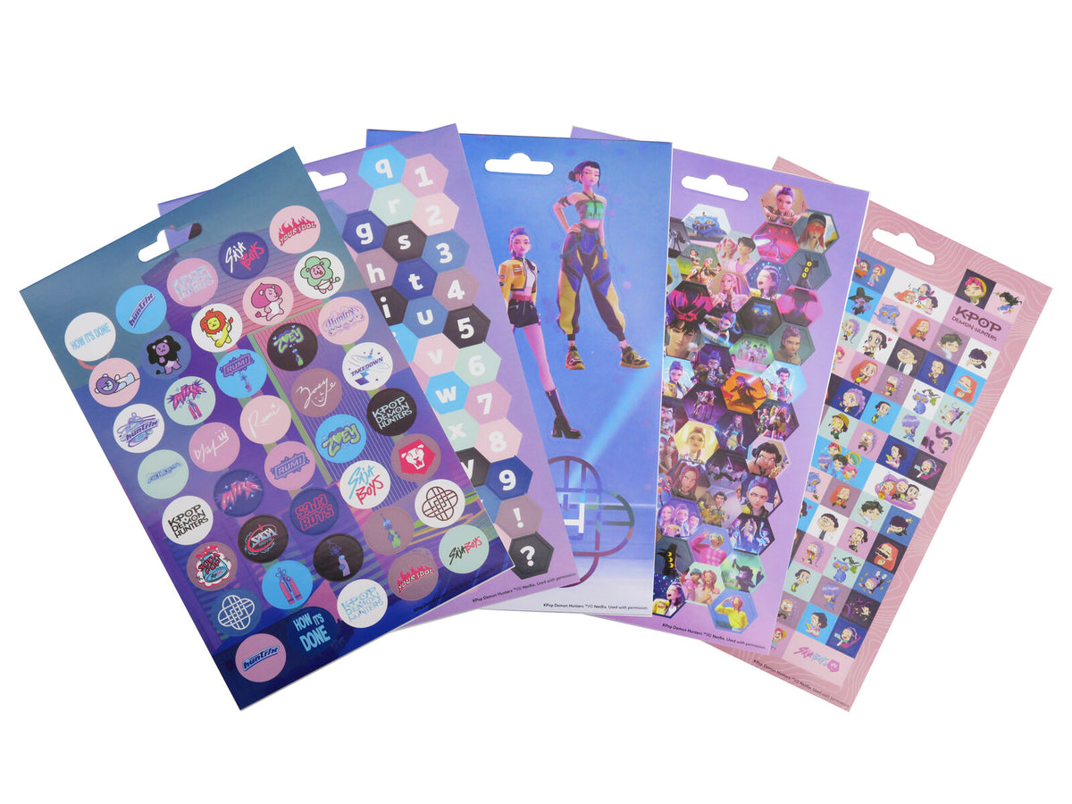 K-Pop Demon Hunters Sticker Set mit 8 Bögen für Schule Freizeit Basteln und Dekorieren