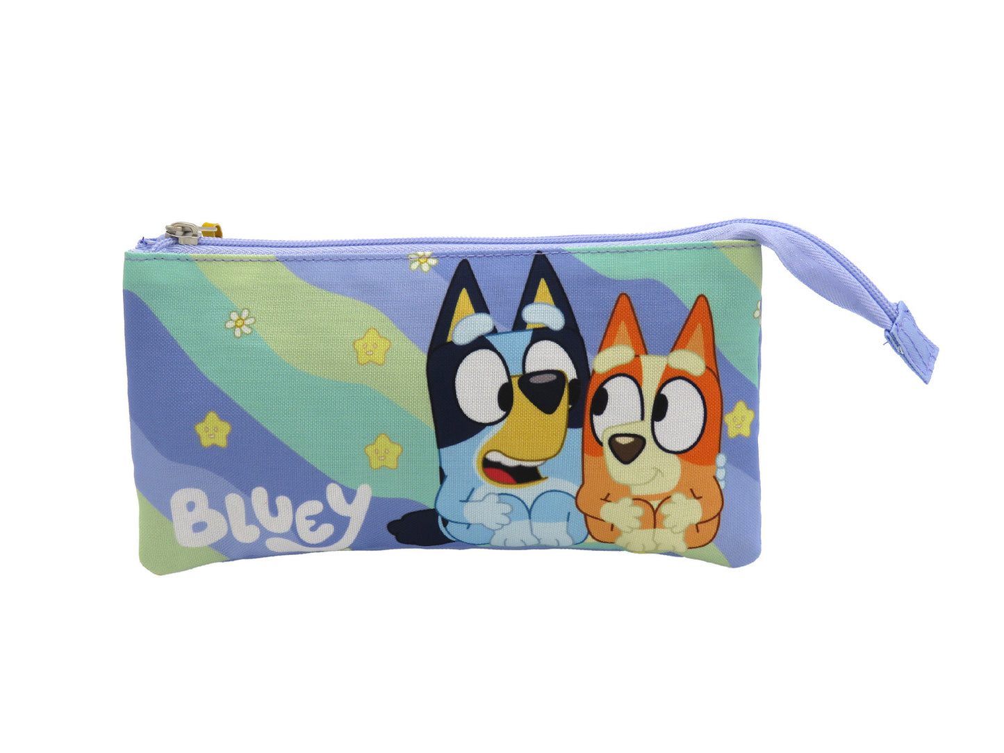 Bluey Light Waves Federmäppchen Triple Schüleretui mit 3 Hauptfächern und 2 Zusatzfächern