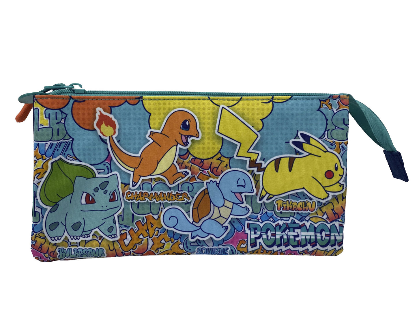 Pokémon Dreifach Federmäppchen 3 Fächer Federmappe mit Reißverschluss