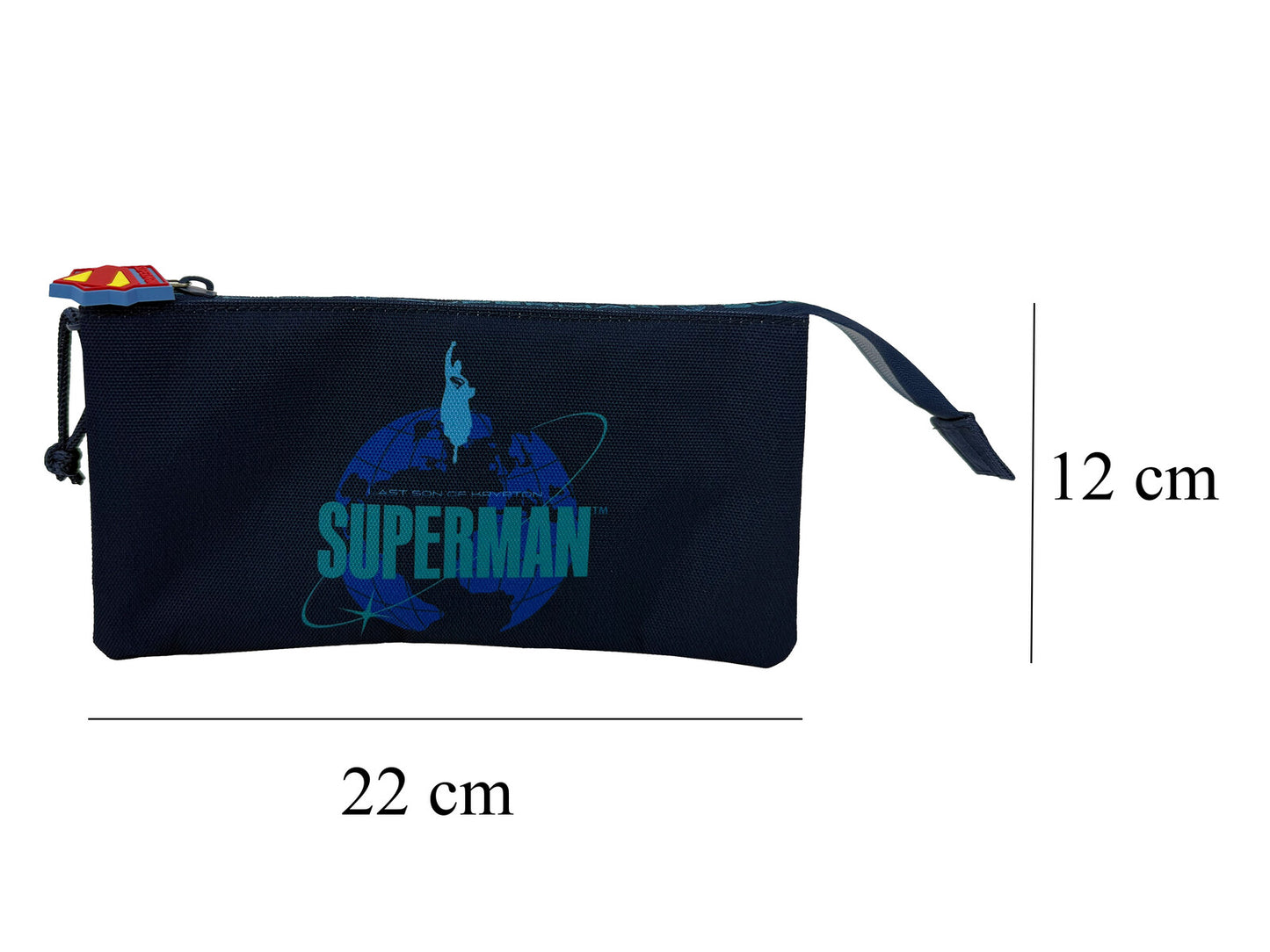 Superman drei Fächer Etui Federmäppchen für Schule und Alltag