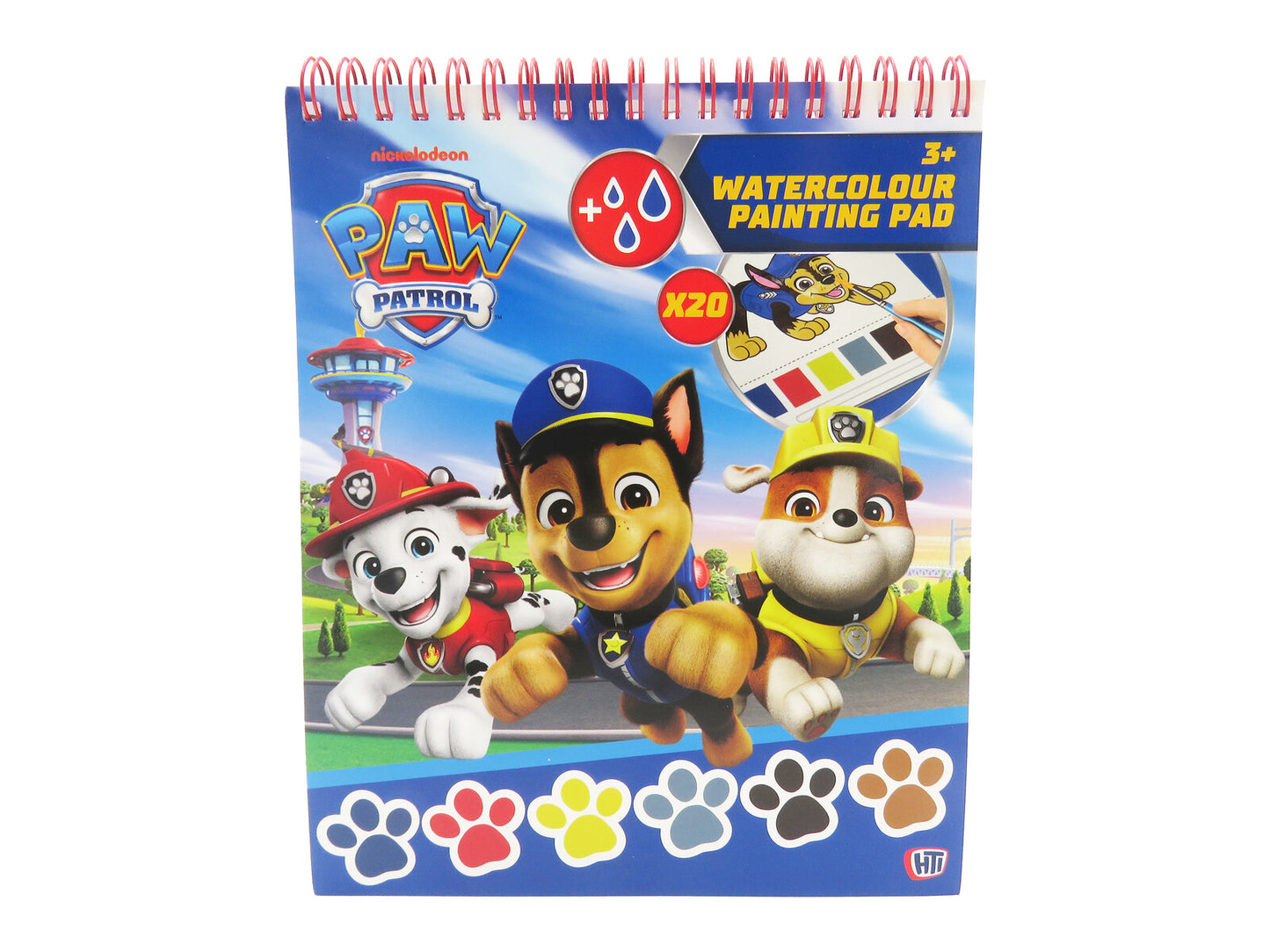 Paw Patrol Malblock mit Wasserfarben 20 Blatt Zeichenblock mit Pinsel