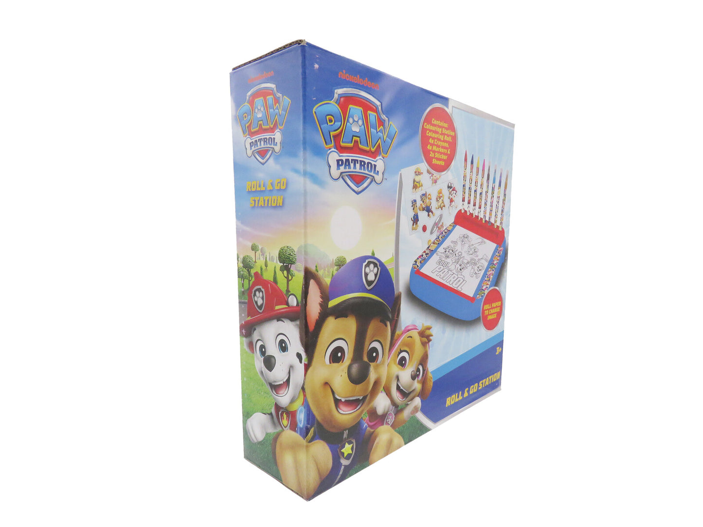 Paw Patrol Zeichenset Kinder Malstation mit 4 Markern 4 Buntstiften und Papierrolle