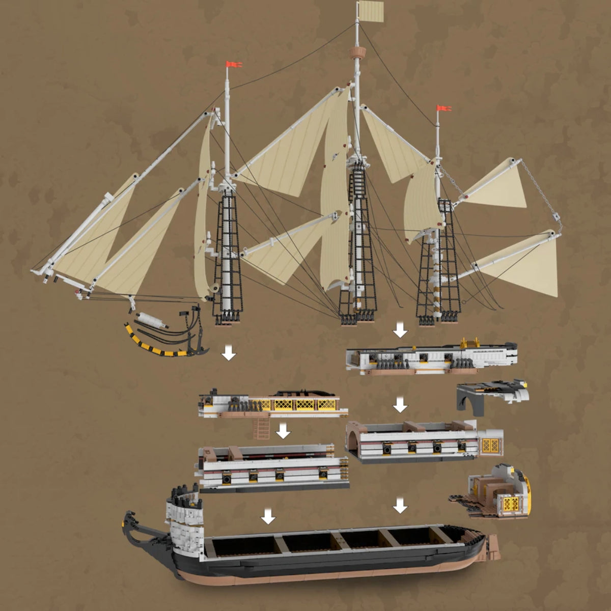 Reobrix 66048 Segelschiff Klemmbaustein 3555 Teile 109 cm ab 14