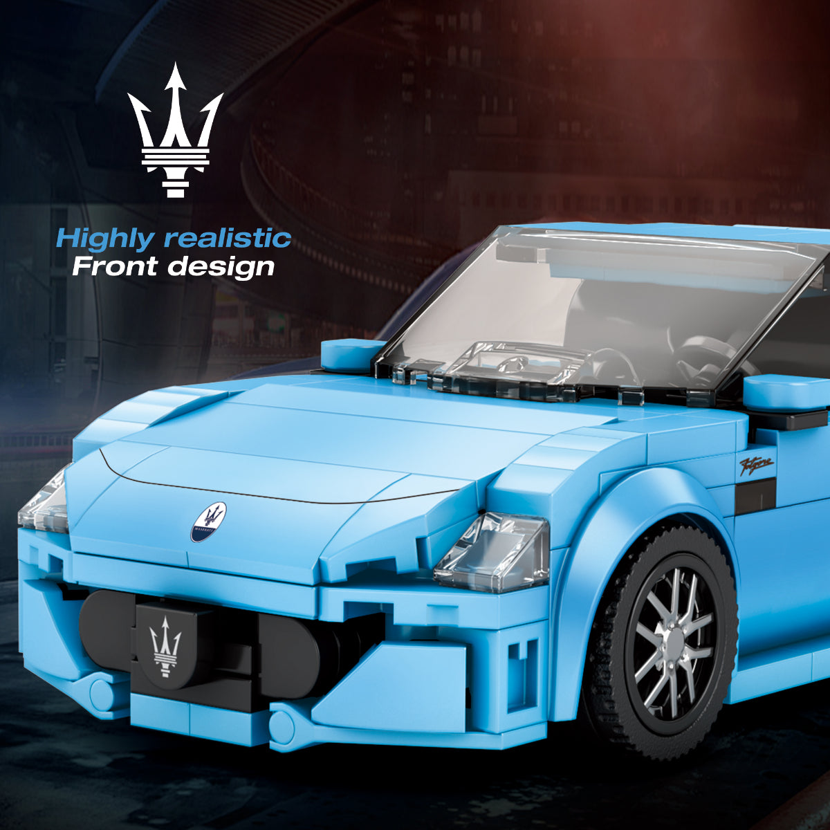 Reobrix 824 Maserati GranTurismo 2024 Sportwagen Klemmbaustein 384 Blau